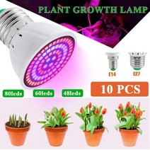 조립식비닐하우스 LED 전체 스펙트럼 식물 성장 전구 E27 E14 모종 빛 라이트 수경 220V UV 램프 꽃 Fitolamp 재배 식물성장등, E27+48leds 220V+1pc