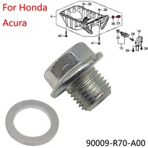 M14x1.5mm 자동차 엔진 오일 드레인 플매트 카펫 러그 볼트 실버 와셔 90009-R70-A00 혼다 호환 어코드 CR-V CRX MDX Civic CR-Z Prelude