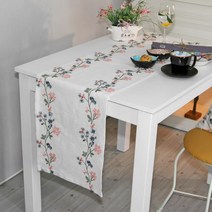 린넨 플라워 자수 테이블 러너 5size, 단일속성