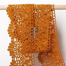 프리미엄 자수 원단 레이스 펀칭 천 치마 리폼 면 줄 의류 웨딩 부재료 스커트 밑단 DIY, 귤색은135cm
