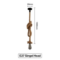 빈티지 대마 로프 펜던트 램프베이스 e27 1m 1.5m 2m 2.5m 3m 85-265v 로프트 산업 레트로 교수형 에디슨 st64 g95 펜던트 조명, e27 싱글 헤드 1m