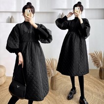 여성 패딩 원피스 누빔 퀼팅 물방울 케이프 원피스