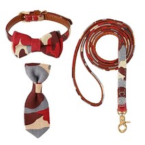 ICICECREAM 고양이 보타이 목줄 달린 넥타이 칼라 4개 조절 가능한 귀여운 강아지 탈착식 고양이용 미디엄 카모플라주 USA 미국, Colorful geometric