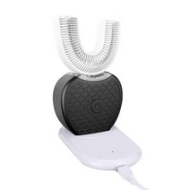 U자형칫솔 새로운 360 도 지능형 자동 음파 전동 칫솔 USB 충전식 울트라 소닉 U 모양 4 모드 타이머 블루 라이트, 검은색