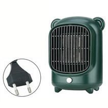 전기벽난로 미니 온풍기 히터 500w 전기 팬 휴대용 벽난로 홈 데스크탑 겨울 따뜻한, 미국 플러그, 짙은 녹색