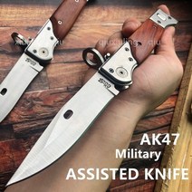 캠핑용칼 캠핑나이프 전술 접는 나이프 스테인레스 스틸 블레이드 나무 손잡이 군사 야외, AK-47 나이프