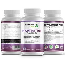 영양 피크 - 레스베라트롤 콤플렉스 - 600mg 60개 30일 공급 - 미국산 - 필러 또는 결합제 없음 - 프리미엄 트랜스-레스베라트롤 보충제 - 노화 방지 심장 면역 강화 지