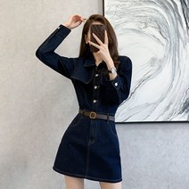 어라운드24 여성 미니 원피스 루즈핏 셔츠형 데님 a라인 긴팔
