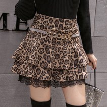 여성 레오파드 캉캉 프릴 미니 스커트 치마1551+UPPERCUT 양말