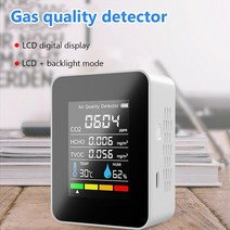 공기질 이산화탄소 측정기 5in1 CO2 미터 디지털 온도 습도 테스터 이산화탄소 감지기 휴대용 대기질 모니, 한개옵션1, 01 White