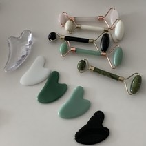 시크릿제이 로즈쿼츠 괄사 마사지 도구 셀툴라이트 제거 천연 옥 얼굴붓기빼는법 림프 순환 갈바닉 발 부종, 롤러, 6.로즈쿼츠롤러