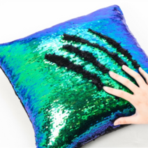 매직쿠션 스팽글쿠션 재미있는 투톤 매직 스팽글 쿠션 손으로 쓰다듬으면 변하는 쿠션 쿠션커버 베개커버, 민트 그린 + 블랙