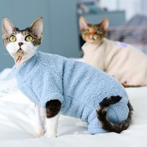고양이조끼 Devon Vex 겨울 아웃웨어 4 피트 스핑크스 고양이 스웨터 털이없는 옷 두껍게 부드러운 양면 섬, 05 Blue_03 M