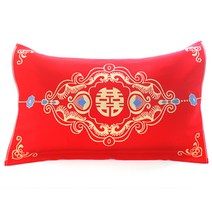 베갯잇 커 플 3 층 면직물 편안 한 베갯잇 경 사 스 러 운 빨간색 베갯잇, 50x80±3cm, 용 과 봉황 은 상서 로 움 을 나타 낸다.