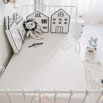 어린이 침대 범퍼 아기 레일 s 보육 충돌 방지 울타리 요람 안전 면화 집 패턴, 하얀, [01] WHITE