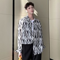 스트라이프긴팔셔츠 손성구름 아정운 가을 얼룩말무늬 긴소매 남자 건달카리스마 캐쥬얼 무드 와이드 루즈핏 4956176566