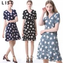 리스트 리스트 세라 랩오버 프린트 원피스