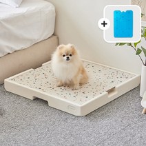 파미야 강아지쿨매트 애견 고양이 아이스팩 돌침대, 크림화이트_신형 받침대+매트+NEW아이스팩2P