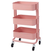 이케아 3단 트롤리 카트 2종류 컬러 바퀴, 라이트핑크