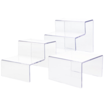 [FreeManner] 2개입 계단식 아크릴 진열대 받침대 악세사리 투명 계단형 진열대 전시대, 2단