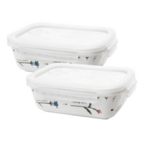 젠 메도우플라워 직사각 밀폐용기 소 400ml, 4개입, 용기 2p