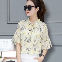 Happy Shopping 여성 블라우스 쉬폰 프린트 꽃무늬 빅사이즈 예쁜블라우스 HI536