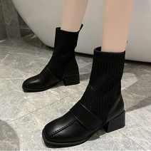 묘먀미 와이드 발등 니트 삭스 여성 앵클부츠 MB070