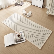 면 자가드 헤링본 주방매트 50x120cm, 아이보리그레이