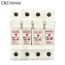 휴즈 퓨즈 1P RT18-32X AC ~ 380V 구리 퓨즈 홀더 10x38mm DIN 레일 장착 하단 어댑터, 04 4P_11 25A