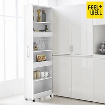필웰 ST8877 슬라이딩 냉장고 틈새 주방수납장 1800, 색상:화이트