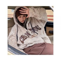 HOUZHOU Y2K 오버사이즈 플리스 스웨터 여성용 빈티지 하라주쿠 히피 집업 후드 레트로 Kpop 재킷 겨울 코트