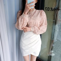도도스타일 아로하 펀칭레이스 로맨틱퍼프 키작녀블라우스