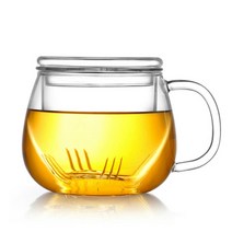일체형 허브티잔 300ml 유리필터 뚜껑 머그잔 티컵, 상세 참조