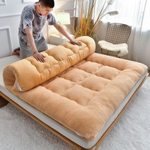 토퍼 매트리스 원룸 방지 라텍스 허리디스크 바닥용 기숙사 자취 손님용, 14.양털---가을과겨울램프리스10cm캬멜칼라