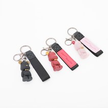 자동차 열쇠고리 가방 열쇠고리 1 1 1=3p 선물 상자 포함 귀여운 곰돌이, 블랙 버건디 핑크