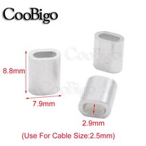 슬리빙케이블 파워 서플라이 50pcs 1/32 quot 5/16 구멍 알루미늄 크림프 슬리브 스네어 와이어 로프 클립 스웨이지 트랩 배럴 피팅용 페룰 스톱 473EA4, 06 M2.5