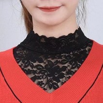 넥케이프 화이트 블랙 페이크 칼라 레이스 꽃 여성 셔츠 분리형 블라우스 탑스 이동식 타이 스웨터 장식