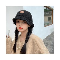 와이케이하우스 어린 양 봉제 어부 모자 여성 가을과 겨울 일본어 귀여운 따뜻한 한국어 스타일 유행 야생 패치 얼굴 작은 분지 모자_69383