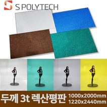 에스폴리텍 폴리카보네이트 렉산 평판 두께 3t/1000x2000mm/1220x2440mm 지붕 처마 썬라이트 테라스, 3t/1220mmx2440mm, 스모그