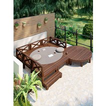 부식방지 야외평상 DIY조립식 단단한 나무평상 피크닉, 부채꼴베이스 90x90x20cm 스타그레이1㎡