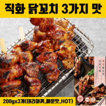 숯불 닭꼬치 직화 숯불구이 캠핑 바비큐 음식 닭구이 오리지날 데리야끼 매운맛 HOT 소스 3가지맛 간편 술안주 즉석 식품 전자레인지 간편식 식약처 HACCP 인증 추천, 3개, 200g