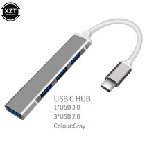 USB 3.1 C 허브 4 포트 3.0 유형 2.0 분배기 변환기 Macbook Pro 용 OTG 어댑터 케이블 iMac PC 노트북, 04 Type c 1 gray