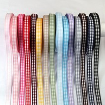 [Y-66-01]깅엄체크리본 15mm 1yd(90cm), ⑦베이지