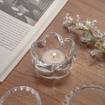 폴라 캔들홀더 미니 유리 글라스 캔들 티라이트 초 받침 탁상 작은 귀여운 꽃 모양 홀더