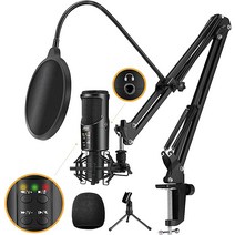 Lamoe USB 팟 캐스트 스튜디오 발전기 마이크 배터리 키트 붐암 사운드 카드 192KHZ/24bit PC 노래방 스트리밍 유튜브 릴레이용 플러그 앤 플레이시에