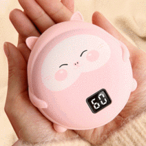 캐릭터 충전식손난로 USB 휴대용 전기 손난로 보조배터리 겸용 핫팩 충전, 핑크 냥이