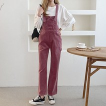 (신상)여성 루즈핏 패스 데일리 루즈핏 골덴 멜빵 바지(블랙 핑크)
