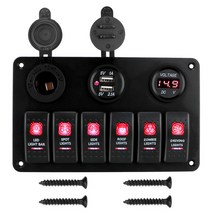 카라반 캠핑카 부품 수리용품 24v 12v 6gang 스위치 패널 라이트 토글 분배기 usb 충전기 전원 어댑터 자동차 액세서리 트럭 트레일러 caravan 해양 보트, 빨간색
