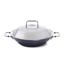 Fissler Adamant 스테인리스 스틸 뚜껑이 있는 논스틱 웍 팬 모든 쿡탑용 30.5cm(12인치), 한개옵션0