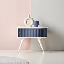 룸핏 레코드 원목 템바보드 협탁 콘솔 라운드 거실 침대 소파 사이즈 장 미니 틈새 포인트 수납장, 우형, 블루